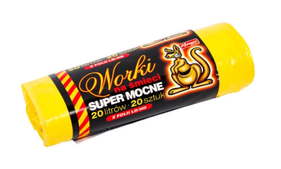 Изображение Прочные желтые мусорные мешки KANGOO 20 л, 20 шт