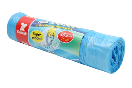 Užrišami šiukšlių maišai KUCHCIK 35 l, 15 vnt paveikslėlis