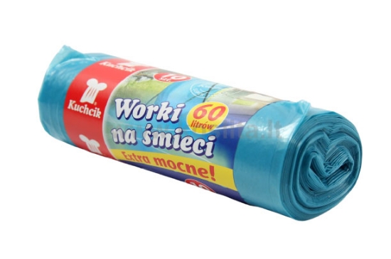 Изображение Прочные синие мусорные мешки KUCHCIK 60 л, 10 шт