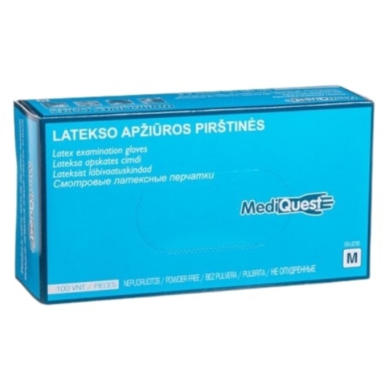 Изображение Латексные перчатки без пудры MEDIQUEST M, 100 шт
