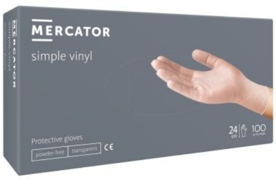 Изображение Виниловые перчатки без пудры VINYLEX MERCATOR M, 100 шт