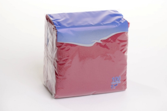 Изображение Бумажные салфетки LENEK 24×24 см, 1 слой, бордовые, 100 шт