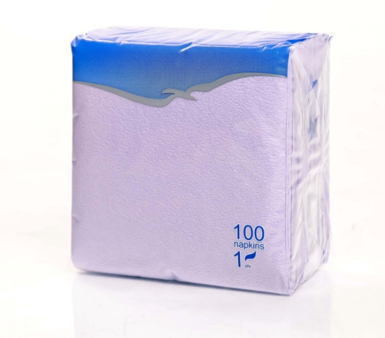 Изображение Бумажные салфетки LENEK 24×24 см, 1 слой, сиреневые, 100 шт