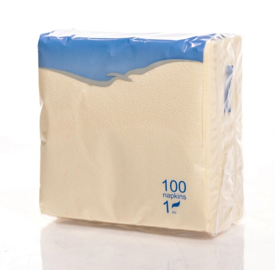 Изображение Бумажные салфетки LENEK 24×24 см, 1 слой, шампань, 100 шт