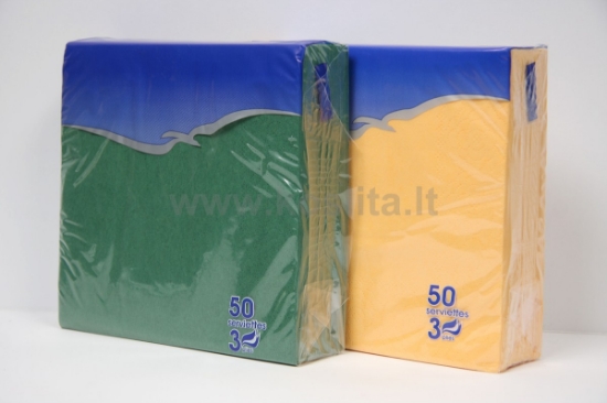 Изображение Бумажные салфетки LENEK 33×33 см, 3 слоя, желтые, 50 шт