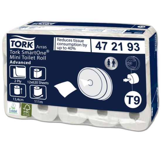 Изображение Туалетная бумага TORK SMARTONE T9 472193 2 слоя 620 листов 111 m