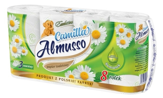 Изображение Туалетная бумага ALMUSSO CAMILLA 3 слоя (1 рул./16 m), 8 шт.