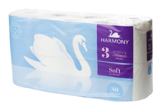 Изображение Туалетная бумага HARMONY SOFT 3 слоя (рул./17,5 m), 8 шт.