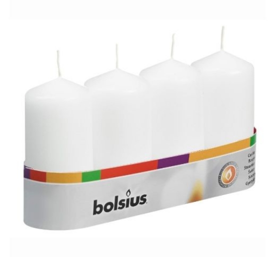 Изображение Свечи колонные, белые, 4×8 см, 4 шт