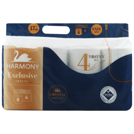 Изображение ТУАЛЕТНАЯ БУМАГА HARMONY EXCLUSIVE CRYSTAL ARFUMS 8 ШТ. 4 СЛ. (1 рулон/17 м)