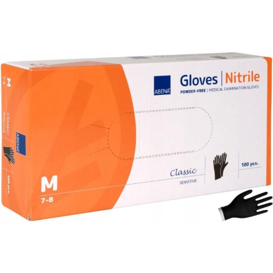 Изображение ПЕРЧАТКИ НИТРИЛОВЫЕ ABENA SENSITIVE POWDER-FREE M ЧЕРНЫЕ 100 ШТ.