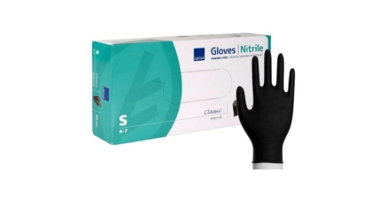 Изображение ПЕРЧАТКИ НИТРИЛОВЫЕ ABENA SENSITIVE POWDER-FREE S ЧЕРНЫЕ 100 ШТ.