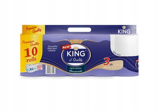 Изображение ТУАЛЕТНАЯ БУМАГА KING OF QUALITY 10 ШТ 3 СЛ (1 рулон/24 м)