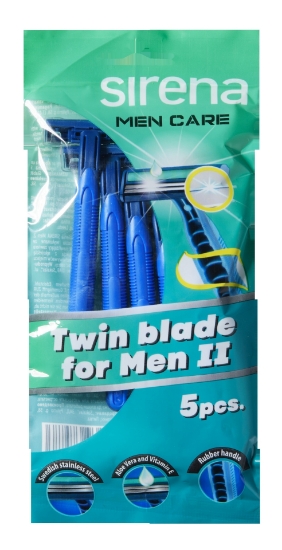 Изображение Vienkartiniai skustuvai SIRENA MEN II BAG, 5 vnt
