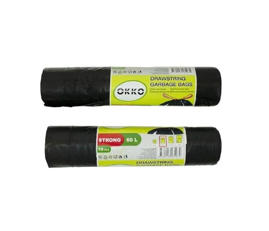 Изображение Užtraukiami šiukšliu maišai OKKO 60 l, 10 vnt