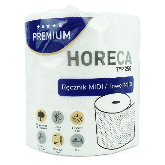 Изображение Popieriniai rankšluosciai HORECA PREMIUM 3 sl. 50 m, 1 vnt